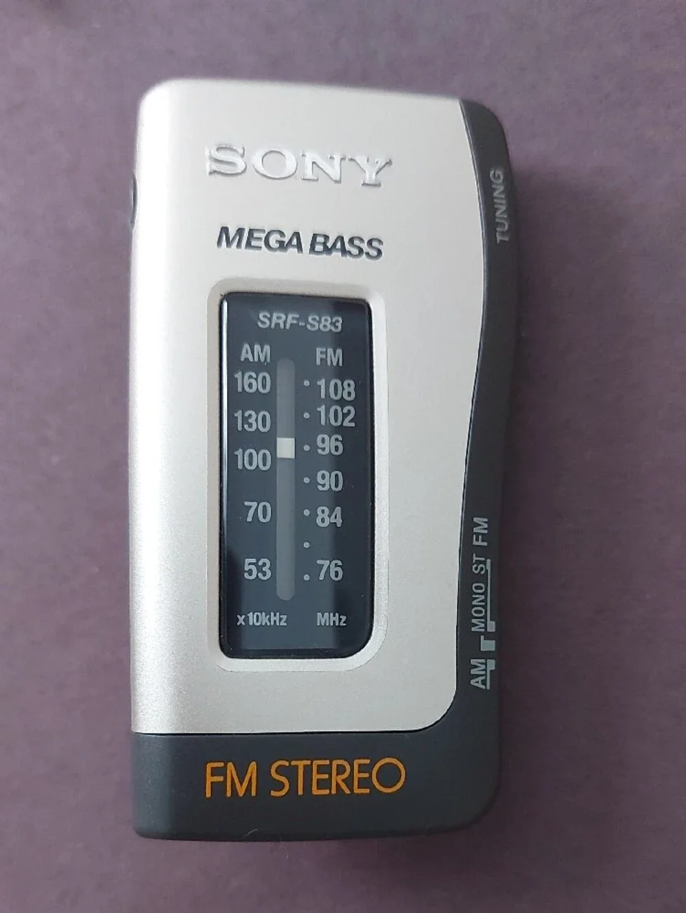 Sony Mega Bass FM Stereo Pocket Radio - Silver and Black